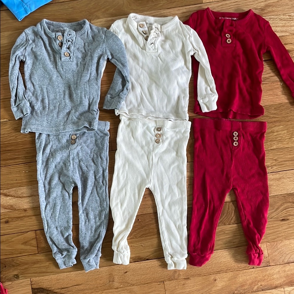 Burt’s bees baby Set of Three Baby Pajama Sets - Red, White, and Gray